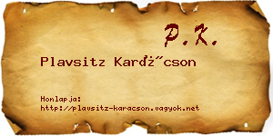 Plavsitz Karácson névjegykártya